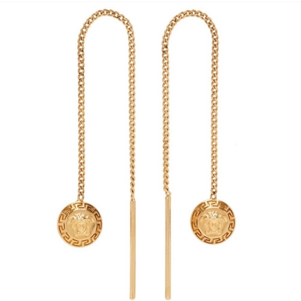 VERSACE Medusa coin threader earrings
